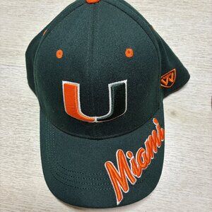 Miami Hurricanes Hat Top of the World "One Fit" Stretch Fit Cap Green OS